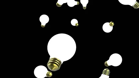 3D Rendering of Light Bulbs Rotation Animation on a Black Background Stock Footage 154715002