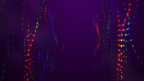 3d rendering of light explosions with glowing particles and lines. Illustrazione stock