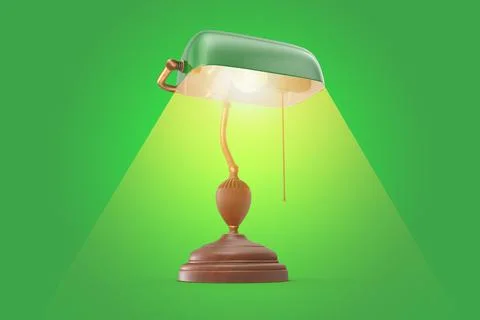 3D rendering light night lamp on a green isolated background Stock Illustration
