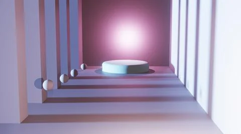 3D rendering of light pink platform Mockup Stock Illustration