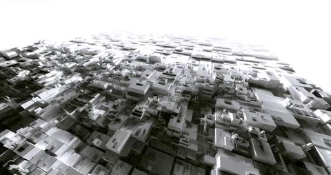 3D Rendering light warehouse cyber city of the slum, space station, reposit.. Stock-Fotos