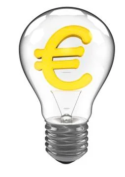 3d rendering of a lightbulb with euro currency symbol Stock Illustration
