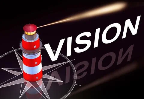 3D rendering of a lighthouse with a vision icon Stock Illustration