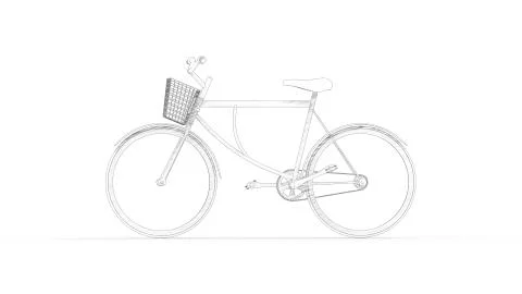 3D rendering line drawing of a bicycle isolated in white background Stock Illustration