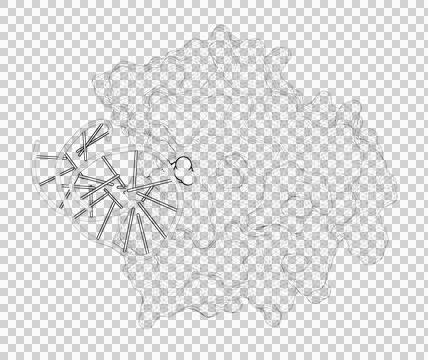3D rendering as a line drawing of a biological molecule. Stock Illustration