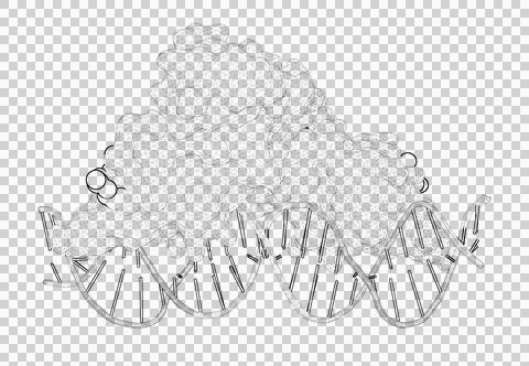3D rendering as a line drawing of a biological molecule. Stock Illustration