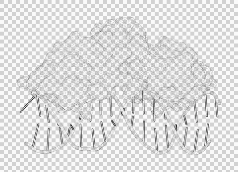 3D rendering as a line drawing of a biological molecule. Stock Illustration