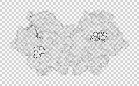3D rendering as a line drawing of a biological molecule. Stock Illustration