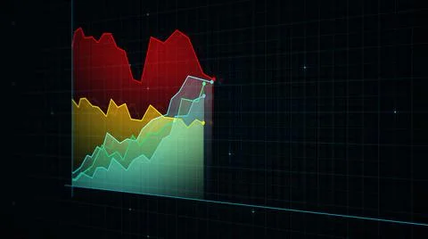 3D rendering of a line graph of a digital income chart Stock Illustration