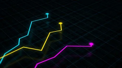 3D rendering of a line graph of a digital income chart Stock Illustration