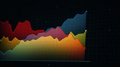 3D rendering of a line graph of a digital income chart Illustrazione stock
