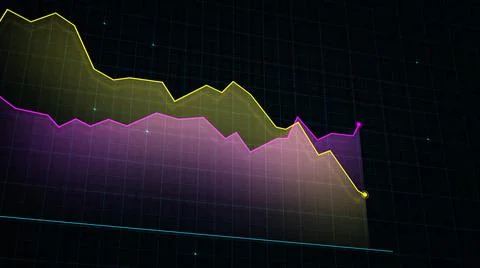 3D rendering of a line graph of a digital income chart Stock Illustration