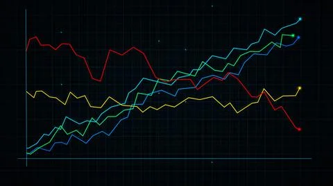 3D rendering of a line graph of a digital income chart Stock Illustration