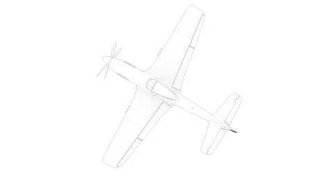 3d rendering line illustration of a world war 2 fighter plane Stock Illustration