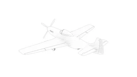 3d rendering line illustration of a world war 2 fighter plane Stock Illustration