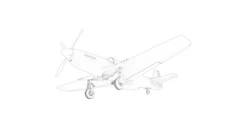 3d rendering line illustration of a world war 2 fighter plane Stock Illustration