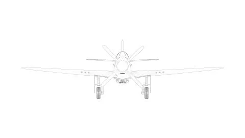 3d rendering line illustration of a world war 2 fighter plane Stock Illustration