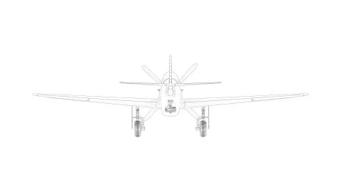 3d rendering line illustration of a world war 2 fighter plane Stock Illustration