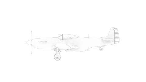 3d rendering line illustration of a world war 2 fighter plane Stock Illustration