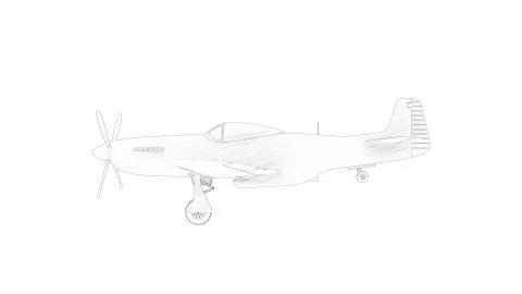 3d rendering line illustration of a world war 2 fighter plane Stock Illustration