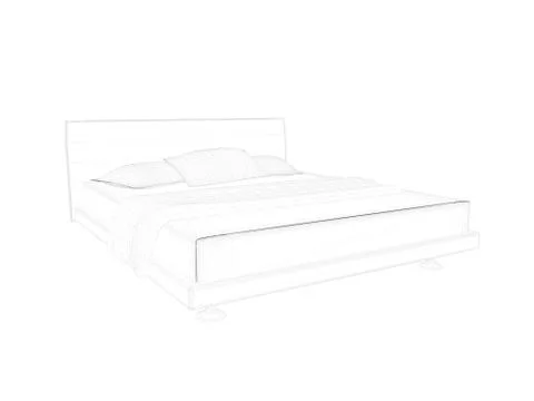 3d rendering of a lined bed on a white background Stock Illustration
