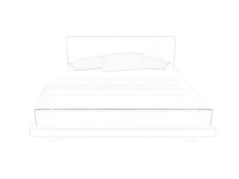 3d rendering of a lined bed on a white background Stock Illustration