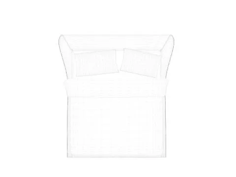 3d rendering of a lined bed on a white background Stock Illustration