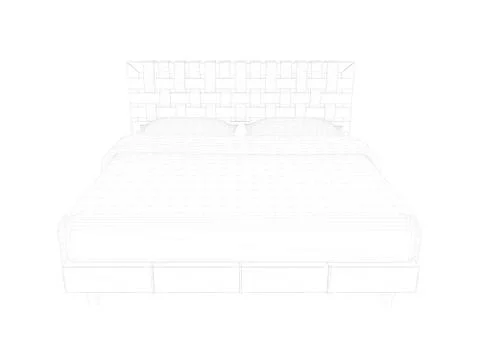 3d rendering of a lined bed on a white background Stock Illustration