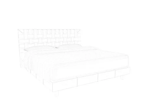 3d rendering of a lined bed on a white background Stock Illustration