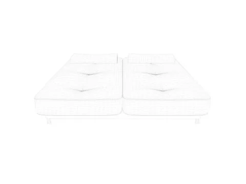 3d rendering of a lined bed on a white background Stock Illustration