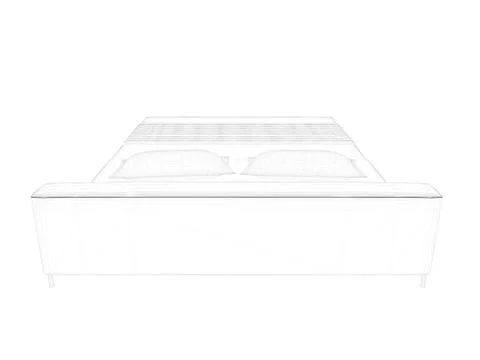 3d rendering of a lined bed on a white background Stock Illustration