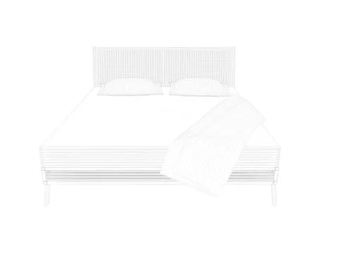 3d rendering of a lined bed on a white background Stock Illustration