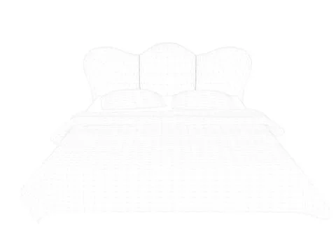 3d rendering of a lined bed on a white background Stock Illustration
