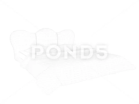 3d rendering of a lined bed on a white background Stock Illustration