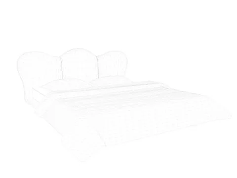 3d rendering of a lined bed on a white background Stock Illustration