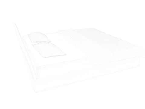 3d rendering of a lined bed on a white background Stock Illustration