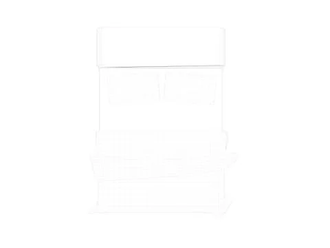 3d rendering of a lined bed on a white background Stock Illustration