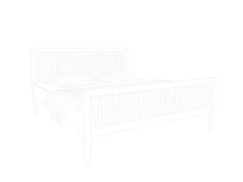 3d rendering of a lined bed on a white background Stock Illustration