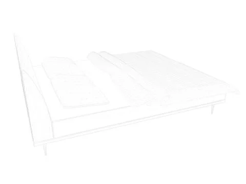 3d rendering of a lined bed on a white background Stock Illustration