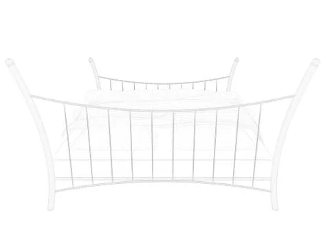 3d rendering of a lined bed on a white background Illustrazione stock