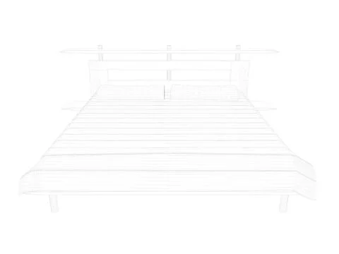3d rendering of a lined bed on a white background Stock Illustration