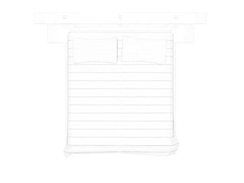 3d rendering of a lined bed on a white background Stock Illustration