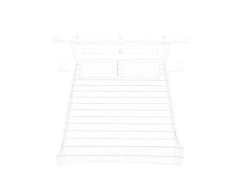 3d rendering of a lined bed on a white background Stock Illustration