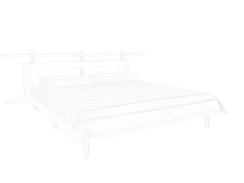 3d rendering of a lined bed on a white background Stock Illustration