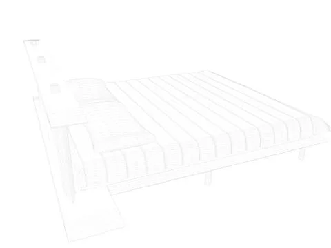 3d rendering of a lined bed on a white background Stock Illustration