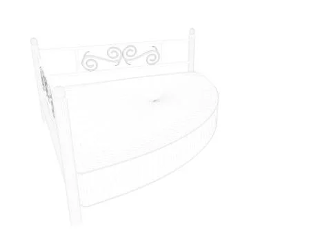 3d rendering of a lined bed on a white background Stock Illustration