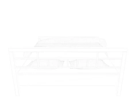 3d rendering of a lined bed on a white background Stock Illustration