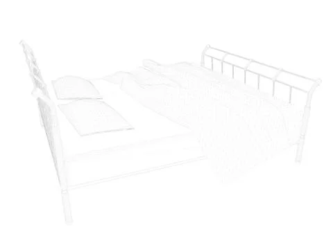 3d rendering of a lined bed on a white background Stock Illustration