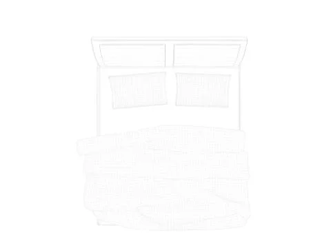 3d rendering of a lined bed on a white background Stock Illustration
