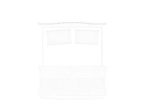 3d rendering of a lined bed on a white background Stock Illustration